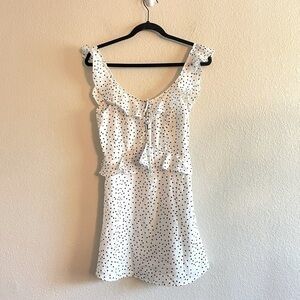 Hello Molly Fair Aisle White Polka Dot Mini Ruffle Dress Women’s Size Small
